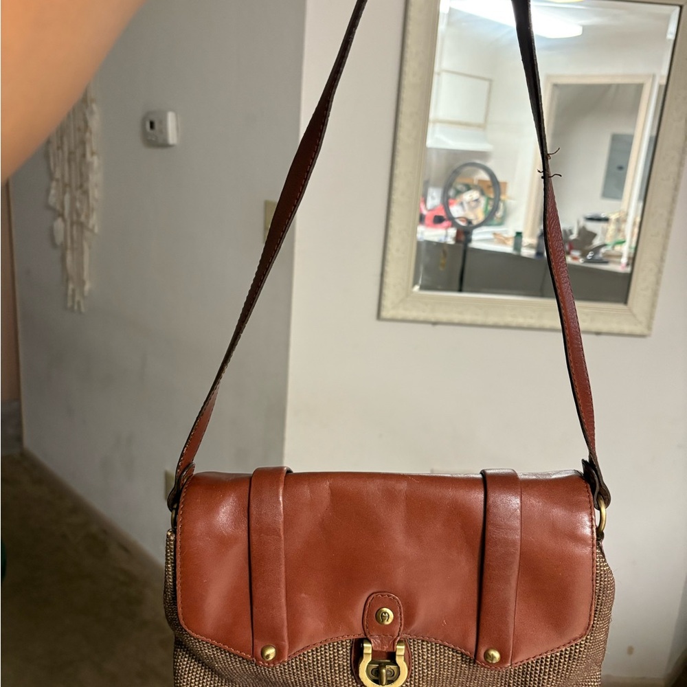 SOLD!! Rare Vintage 50th Anniversary Classic Brown Leather Shoulder Bag